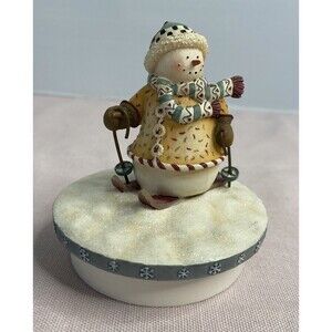 Our America skiing snowman Candle Jar Topper Christmas Winter for Yankee Candle
